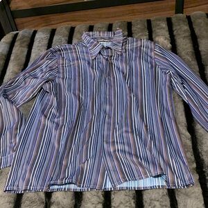 #154 “Panorama” Striped Blue and Brown Shirt